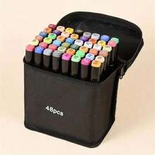 48-Color TongfuShop Art Markers Set - Vibrant, Blendable, And Non-Staining Markers For Art Beginners - Perfect For Coloring, Drawing, Sketching, Card Making, And Illustration With Free Pad - màu đen - Xem 6