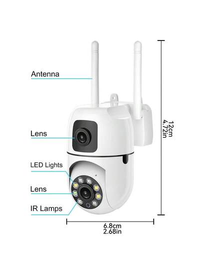 8MP Dual Lens Security Camera, 4K/8MP WiFi Outdoor Cameras Home Security, Supporting Two Way Audio, Slimme Night Vision Motion Detection, 360° Whole Monitoring Via App Vision, Moving Object Tracking, Intercom, Multi Sharing, Real Time Alarm view 10