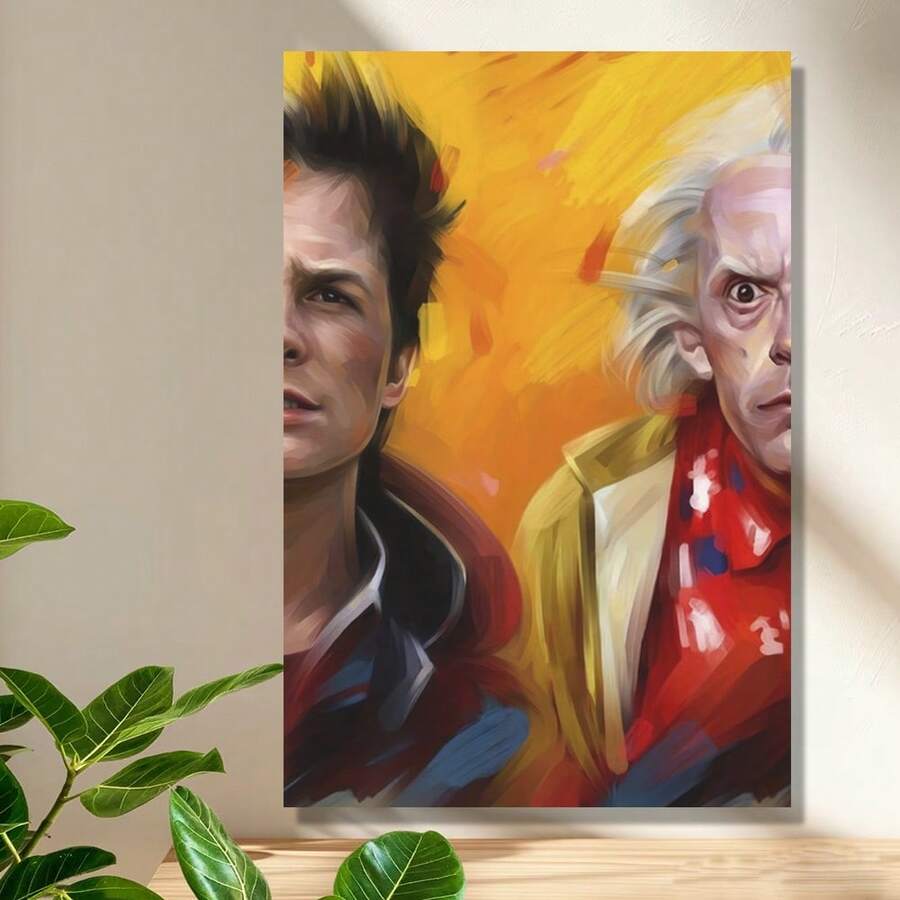 Framed Back To The Future Canvas Poster, Perfect For Bedroom & Office Decor, Sports Landscape Design, Ideal Gift, Room Decor, Perfect For Room Decor Birthday Party Decor, Mother's Day New Year Easter Gift, Home Living Room Office Wall Decor, Perfect Gift And Wall Decoration - 框架 - 查看 1