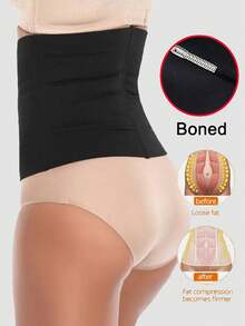 Women's Seamless Waist Cincher, Short Tight Waist Trainer, Strong Compression Abdominal Waist Belt, Waist Support For Sitting, Fitness, Yoga And Sports - Black - View 2