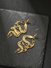 一对不锈钢动物蝴蝶蛇日月吊坠耳环，适合家人、朋友、聚会、日常佩戴、礼物 - 彩色 - 查看 13