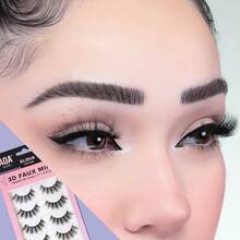 GSYY AOA Studio 3D False Eyelash 5 Pairs  Handmade Eyelashes  Volume Reusable Soft Makeup False Eyelashes 100 Percent Handmade Cruelty Free Elidia - 黑色 - 查看 5