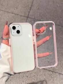 Funda de teléfono 3 en 1 de material grueso y resistente, con marco de unicolor personalizado en rosa, blanco, negro, azul y verde, de estilo minimalista y anti-caídas, con cobertura total y transparente, compatible con iPhone 17 Pro/17 Pro Max, 16 Pro/16 Pro Max/16, 15 Pro Max, 14/14 Pro Max, 13/12/12 Pro, 11/11 Pro Max, 15 Pro, 13 Pro, 14 Plus - Rosa - Ver 3