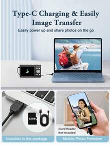 4800MP Digital Camera With Auto Focus, 4K Full HD Video, 16X Digital Zoom, Includes 32GB Memory Card, Portable Beginner Camera Suitable For Teenagers, Novices And Adults - Pink - View 6