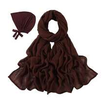 Modal Cotton Hijab Scarf For Women With Undercap Set,CoffeeBrown - CoffeeBrown - View 3