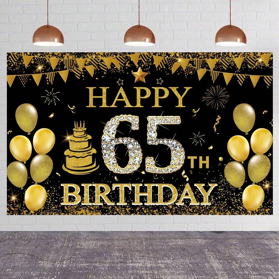 1pc 65th Birthday Party Decoration Banner, Suitable For Birthday Party, Home Decor, Party Decoration, Birthday Banner Decor, Photo Prop, Birthday Cake Table Decor - Multicolor - View 1