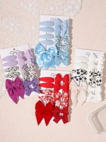 11件/套 各式各样可爱的手工发夹，专为儿童设计，色彩鲜艳，时尚可爱，非常适合女孩和儿童在日常生活、聚会和节日佩戴。 - 彩色 - 查看 5