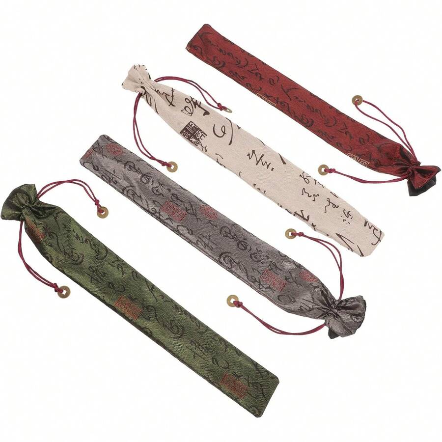 4 Fundas Plegables para Abanico Estilo Vintage Japonés para Abanico De Mano Funda Protectora para Bolsa con Cordón para Suministros De Recuerdo De Boda. - 1 - Ver 1