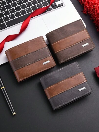 复古男士钱包，短款个性化卡包，日常通勤证件套，多卡位设计，男女通用卡包，旅行证件夹，时尚青年真皮钱包，圣诞礼物