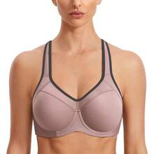 SYROKAN Women's Full Support High Impact Racerback Lightly Lined Underwire Sports Bra - Brick - View 1