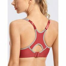 SYROKAN Women's Full Support High Impact Racerback Lightly Lined Underwire Sports Bra - Brownish Red - View 2