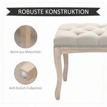 Homcom Upholstered Stool, Vintage Bed Stool For Bedroom And Living Room, Rubberwood Chest Stool With Linen Cover, 110x40x48 Cm - Beige - View 7