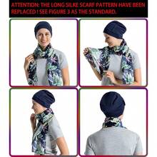 Bamboo Cotton Liner Chemo Headwear For Womenwith Silky Scarfs For Cancer Hair Loss Sleep Caps Beanie,OneSize,NavyBlue - 海軍藍 - 查看 7