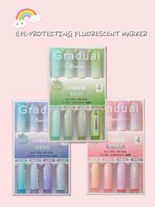 12色渐变护眼斜头荧光荧光笔，学生文具套装，彩色记事笔，高品质标记笔