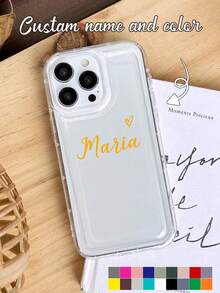 Ốp lưng điện thoại thiết kế chữ cái ngắn hình trái tim dễ thương, thời trang, trong suốt, có đệm khí, tương thích với iPhone 11 Pro/13 Pro/15 Pro Max, XR, 12, 13, 15, 16 Pro Max, phiên bản quốc tế, không phải phiên bản nội địa. - Trong sáng - Xem 3