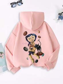 1PC Teen Girl Cartoon - Element Sweatshirt, Comfortable, Spring & Autumn Anime Activity & Personalized Style - Pink - View 3