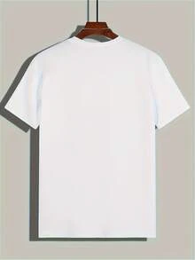 Men's Round Neck T-Shirt 100% Cotton, Short Sleeve, Men'S Casual Fashion Short Sleeve T-Shirt - Cotton Lightweight 200gsm, Regular Fit Round Neck, Stretchy Summer Tee With Emporio Letter Print, Comfortable Daily Wear & Gift Idea, Everyday Comfort, Breathable Fabric Travel & Relaxation, All-Season Comfort Christmass Gift - Trắng 1 - Xem 2