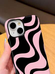 1pc Glossy Artistic Water Wave Pattern 2-In-1 Protective Hard Phone Case Compatible With Samsung/ 11/12/13/14/15/16/17 Pro Max - Multicolor - View 4