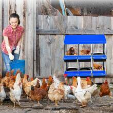Cassetta per galline ovaiole a due livelli - 6 posti di nidificazione con ventilazione, montaggio a parete con nido di deposizione chiuso per galline e accessori per pollame - Blu - Visualizzare 1