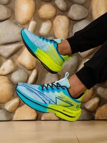 Road Running Shoes, Lace-Up, Shock Absorbing, Breathable Sports Shoes, Road Running Sneakers, Mesh, Lightweight, Casual Training Shoes, New Running Shoes - Blue - View 17