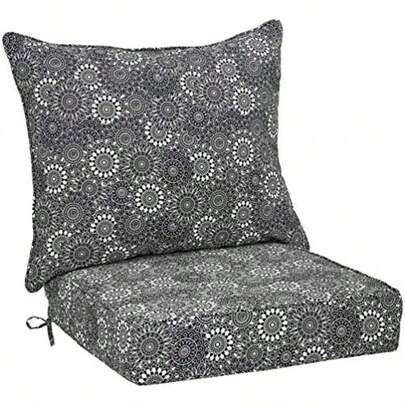 Basics Deep Seat Patio Seat And Back Cushion Set Black Floral
