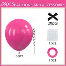 28/52 globos de color rosa intenso con lazo de cinta negra, vibrantes y románticos, perfectos para el Día de San Valentín, bodas, cumpleaños, compromisos, graduaciones, baby showers y eventos interiores o exteriores, ideales para arcos de globos, decoración de mesas o como telón de fondo elegante para fiestas - Rosa oscuro - Ver 8