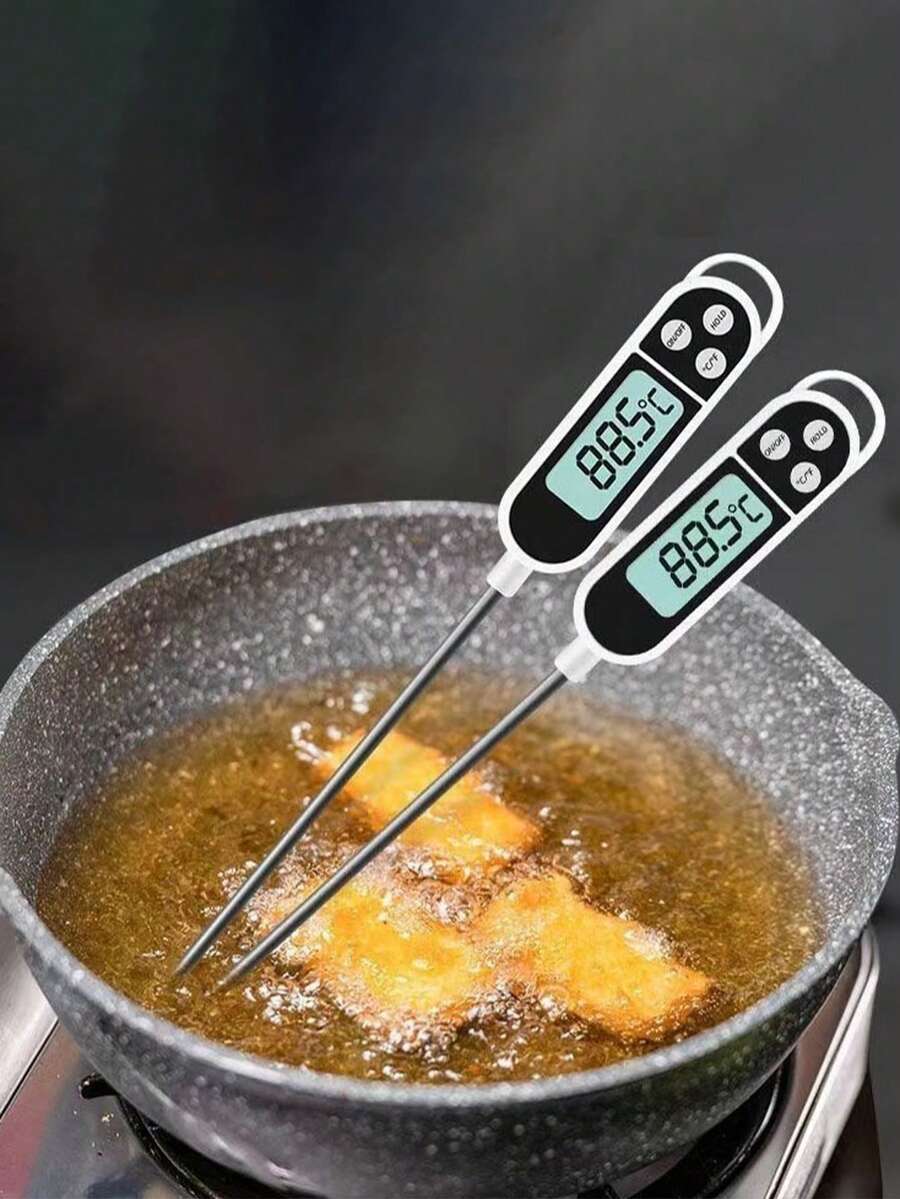 高精度探针式食品温度计，适用于测量婴儿奶粉、厨房、烧烤、热汤、烘焙、水族箱水温、油温等。 - 黑與白 - 查看 1