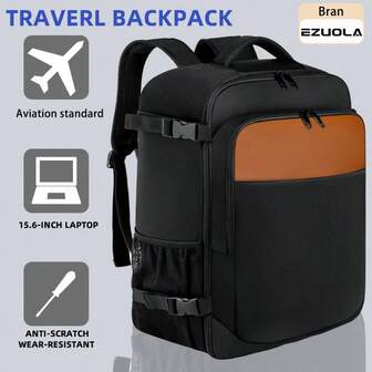  EZUOLA 40x20x25 航空旅行背包，适合飞机随身行李，男女通用，可装15.6英寸笔记本电脑，适用于上学、徒步旅行、工作等场合，符合航空公司个人物品标准，耐用，多隔层设计，符合人体工学的肩带，可放置于座椅下方，是短途旅行和学习用品的理想之选。