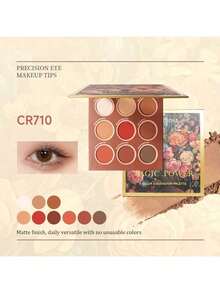 COLORROSE CR711 Eyeshadow Palette, Paper Palette, Matte, Pearl, Glitter Textures, Smooth And Refined, 9 Eyeshadow Colors, Vibrant And High-Pigmented, Versatile For Daily Makeup, Parties, Women And Girls, Great Gift - 711 - View 6