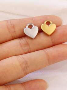 3 piezas de encantos de acero inoxidable con forma de corazón para hacer joyas DIY, hallazgos, aretes, pulseras, collares, decoración colgante - colgante - Ver 7