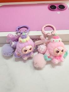 Cute Cartoon Animal Backpack Pendant - Flocked Resin DIY Phone Charm With Fluffy Ears And Vivid Face, Pink And Multi-Color Options, Durable Resin Material Suitable For Backpacks, Keys, Gifts For Women And Teens (Birthday, Valentine's Day) - Single Pendant Accessory, Backpack Decor, Playful Design, Charming Pendant, Decorative Keychain, Teen Accessory, Sentimental Gift, Kawaii Enthusiast, Bag Charm, Retractable Strap, Kawaii Fan - Multicolor - View 4