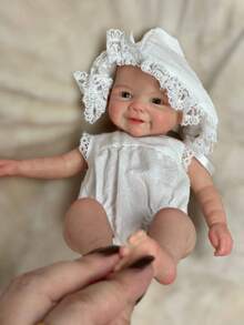 Smiling Pose 13 Inch Vivienne Lovely Newborn Baby Girl Can Open Mouth Bathable Full Body Silicone Lifelike Reborn Doll For Children Christmas/Birthday Gift - Búp bê silicon - Xem 3