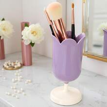 Purple Pen Holder Desk, Plastic Tulip Pen Holder Cute Stationery Organizer Pencil Stand Pencil Cups Desktop Decoration Pencil Holders - 1 - Xem 2