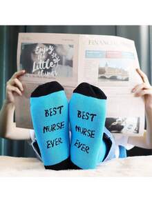 5 Pairs Of Nurse Socks Gift For Nurses, Funny And Interesting Nurse Socks For Ladies The Best Nurse Fun Letters - Multicolor - View 1