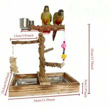 Parrot Perch With Adjustable Stainless Steel Base, Multifunctional Bird Training Stand For Tabletop Use, Sturdy Perch For Parrot Daily Activity And Training - Multicolor - View 2