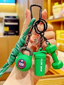 Dumbbell And Barbell Keychain Set, Perfect For Hanging On Backpacks. Creative Fitness Accessories Include Dumbbell, Barbell Plate, Boxing Gloves, Soft Pad, Football, Rugby Pendant And Other Decorative Pendants. - Multicolor - View 16