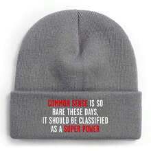 Common Sense  A Rare Superpower In Today's World Winter Beanie For Men Women Soft Warm Knit Hat Ski Stocking Cuffed Cap - Grey - View 1