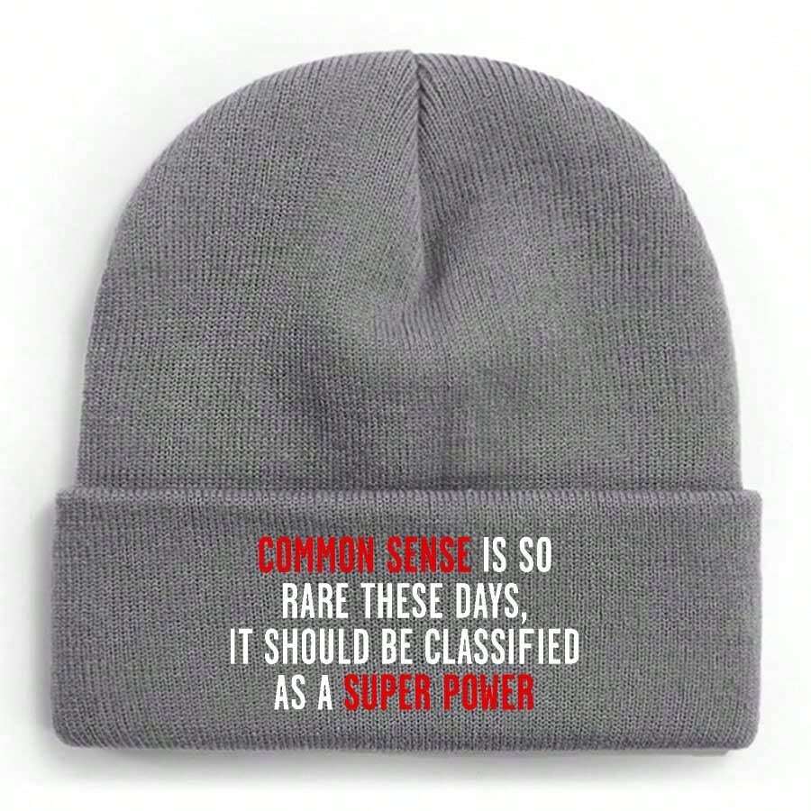 Common Sense  A Rare Superpower In Today's World Winter Beanie For Men Women Soft Warm Knit Hat Ski Stocking Cuffed Cap - Grey - View 1