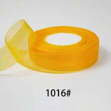 1pc 50yards X 2.5cm Flower Fresh Floral Art Packaging Sheer Chiffon Ribbon, DIY Craft Materials, Gift Box Decoration, Clothing Accessories