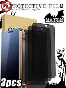 3片装陶瓷磨砂防窥屏保护膜，保护您的隐私和安全，柔韧可折叠陶瓷膜屏幕保护膜。全覆盖磨砂表面，防指纹、防摔、防刮花，触感顺滑，兼容 17/Pro Max、17 Pro、16 Pro Max、16 Pro、16 Plus、16、15 Pro Max、14 Pro Max、13、12、11系列。 - 黑色 - 查看 36