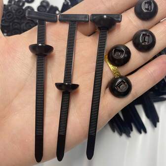 40/90pcs Heavy Duty Self-Locking Nylon Cable Ties With Black Plastic Buckle Heads - High Strength UV Resistant Fasteners, Suitable For Automotive Repair, Home And Outdoor Multi-Purpose Organization