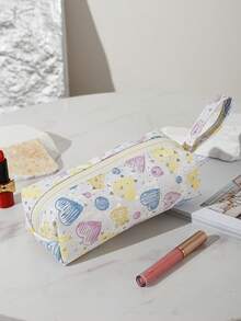 1-3pcs Multi-Color Full Print Big Heart Makeup Bag Handbag, Multi-Functional Cosmetic Organizer Bag, Portable Travel Accessories Storage Pouch, Large Capacity Zipper Pencil Brush Bag, Suitable For Travel, Party, Gift, Dorm, Beauty Tools, Holiday Essentials Make Up Bag Makeup Pouch Cosmetic Bag Toiletry Bag Wash Bag Travel Essential Cruise Essentials Vacation Essentials For Men Women