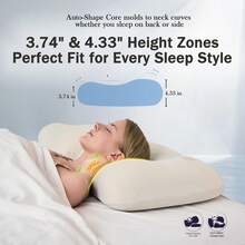 Almohada para dormir de lado - Almohada cervical ergonómica suave para alivio del dolor de cuello, funda de almohada de seda de hielo sin cremallera (blanco) - Blanco - Ver 4