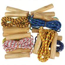 3pcs/Set Colorful Wooden Handle Jump Rope - Random 3pcs Jump Rope - Multifunctional Fitness Training Tool, Suitable For Speed And Endurance Training, Multi-Person Use