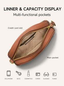 Michael Kors Jet Set Charm Small Letter Print Camera Crossbody Bag, Suitable For Daily Use And Parties - Brown 2 - View 5