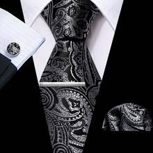 4pcs Men's Business Tie Dark Grey Black Plaid Checks Geometric Floral Jacquard Ties Formal Fashion Necktie Hanky Square Clip Set Wedding Party Gift - Multicolor - View 10