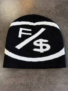 1pc These Men's Knit Beanies With Bold "F/$" Graphic Patterns Come In Multiple Colors, Offering A And Warm Design, Making Them Ideal Fashion-Forward Winter Headwear - Multicolor - View 15