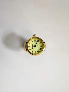 1pc Luminous Ring Watch, Mini Version Super Small Finger Watch, Niche Can See Time Real Watch Ring, Super Small - Gold - View 10
