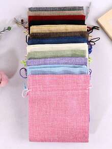 Personalized Linen Wine Bottle Storage Drawstring Bag, Floral Alphabet A-Z Printed On Linen Fabric, Thick Burlap Material, Linen Gift Bag With Drawstring Closure, Reusable And Durable, Suitable For Wine Bottle Storage, Home Organization, Gift Packaging For Parties, Weddings, Holidays And Christmas, Also Ideal As New Year Gift - Multicolor - View 7