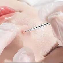 8PCS Blackhead Remover Comedone Extractor, Curved Blackhead Tweezers Kit, Professional Stainless Pimple Acne Blemish Removal Tools Kit For Manual - Silver - View 4